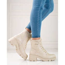 Botas con cordones en la plataforma shelovet beige 2