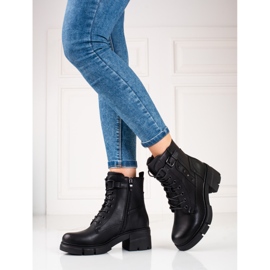 Botas con cordones en la plataforma shelovet negro 2