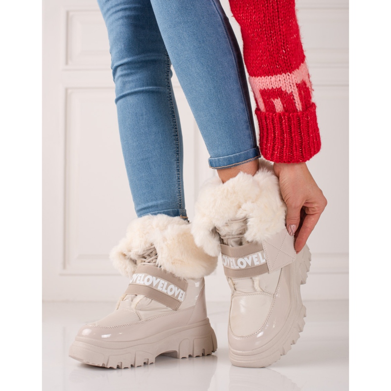 Botas de nieve mujer con elástico shelovet beige 2 Botas de nieve mujer con elástico shelovet beige 2