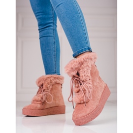 Botas de nieve para mujer en la plataforma shelovet. rosado 1