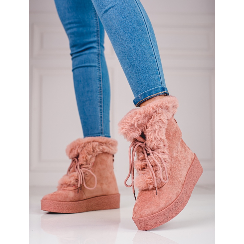 Botas de nieve para mujer en la plataforma shelovet. rosa 1