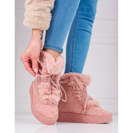 Botas de nieve para mujer en la plataforma shelovet. rosado 2