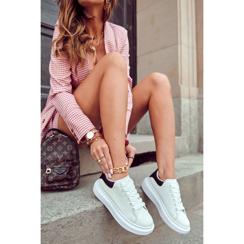 Zapatillas Deportivas con Plataforma para Mujer, Blancas y Negras blanco 1