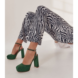 Sandalias Mujer Glitter En Tacón Verde Rosel 6