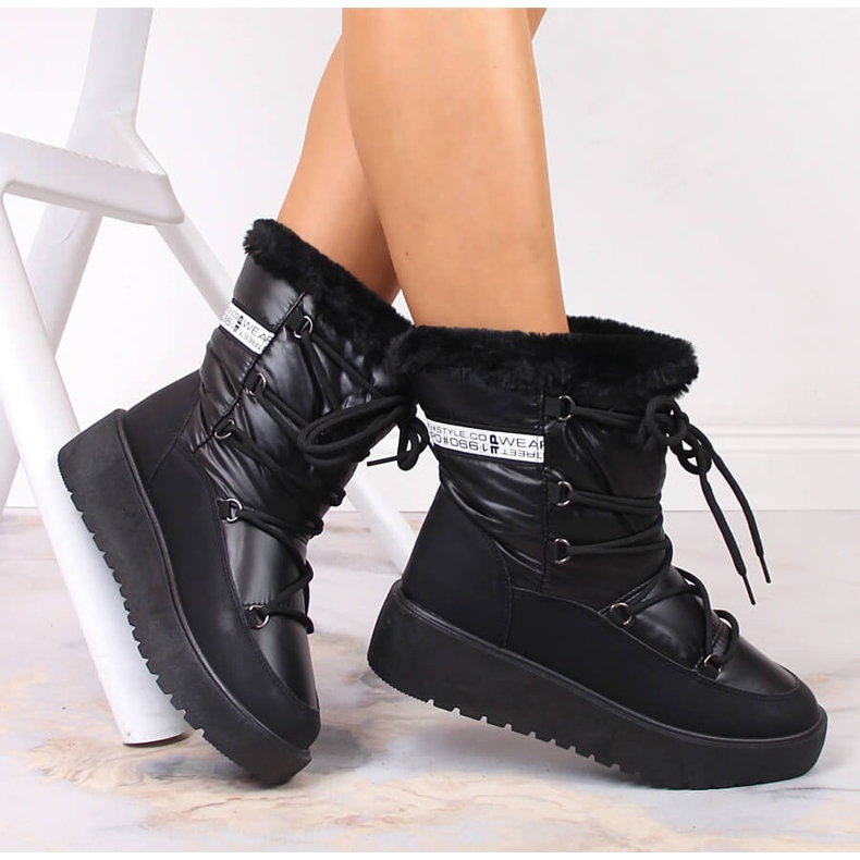 Botas de nieve Filippo negras con cordones para mujer negro 1 Botas de nieve Filippo negras con cordones para mujer negro 1