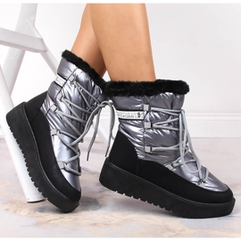 Botas cálidas de invierno con cordones plateadas para mujer Filippo plata 1