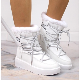 Blanco Botas de nieve cálidas de mujer con cordones Filippo 3