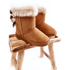 Botas Aislantes Para Niños Con Lazos, Botas De Nieve Beige 4