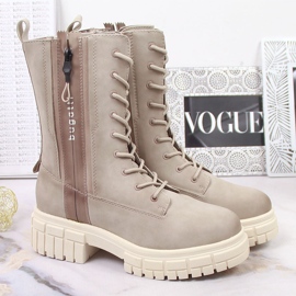 Deportivas cómodas de mujer en la plataforma, con aislamiento beige Bugatti KK253096 5