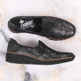 Cómodas zapatillas de mujer sin cordones con elásticos Rieker 53766-00 negro 6