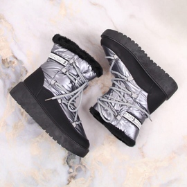 Botas cálidas de invierno con cordones plateadas para mujer Filippo plata 6