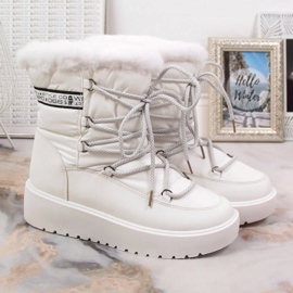Blanco Botas de nieve cálidas de mujer con cordones Filippo 5