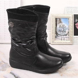 Botas mujer cómodas, arrugadas, con aislamiento negro Sabatina 5
