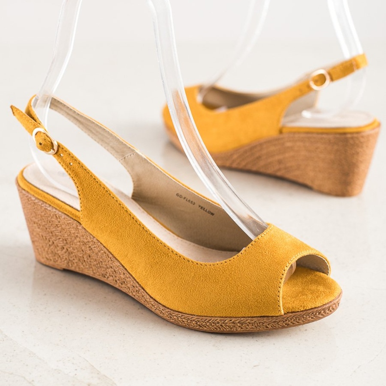 Goodin Sandalias de cuña casual amarillo 1