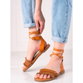 TRENDI Sandalias atadas marrón amarillo 4