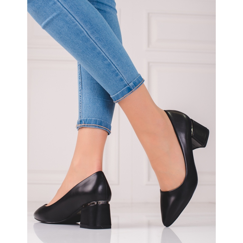 Elegantes zapatos de salón para mujer con ecopiel negro 1