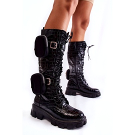 Joia Botas de Mujer Trappers con Bolsos Negro Estampado Animal Militar 1 Joia Botas de Mujer Trappers con Bolsos Negro Estampado Animal Militar 1