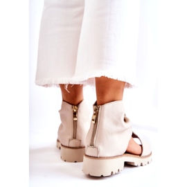 Sandalias Mujer Piel Con Cremallera Nicole 2748 Beige 2