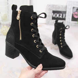 Botas negras Rieker Y2022-00 de piel de ante en el poste negro 4