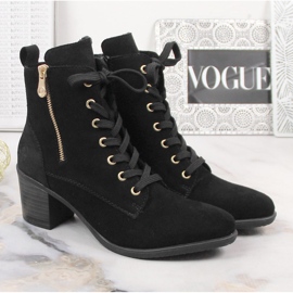 Botas negras Rieker Y2022-00 de piel de ante en el poste negro 5