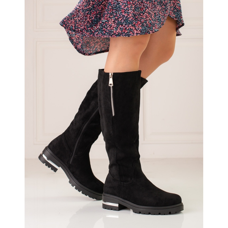 W. Potocki Botas de mujer Potocki de ante negro 1