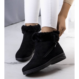 Botas de nieve negras con aislamiento y piel de Crina negro 2 Botas de nieve negras con aislamiento y piel de Crina negro 2