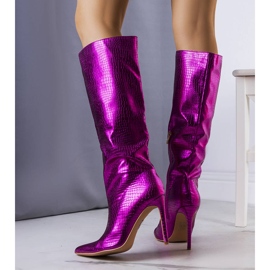 BM Botines rosas metalizados con tacón stiletto Dinami rosado 1