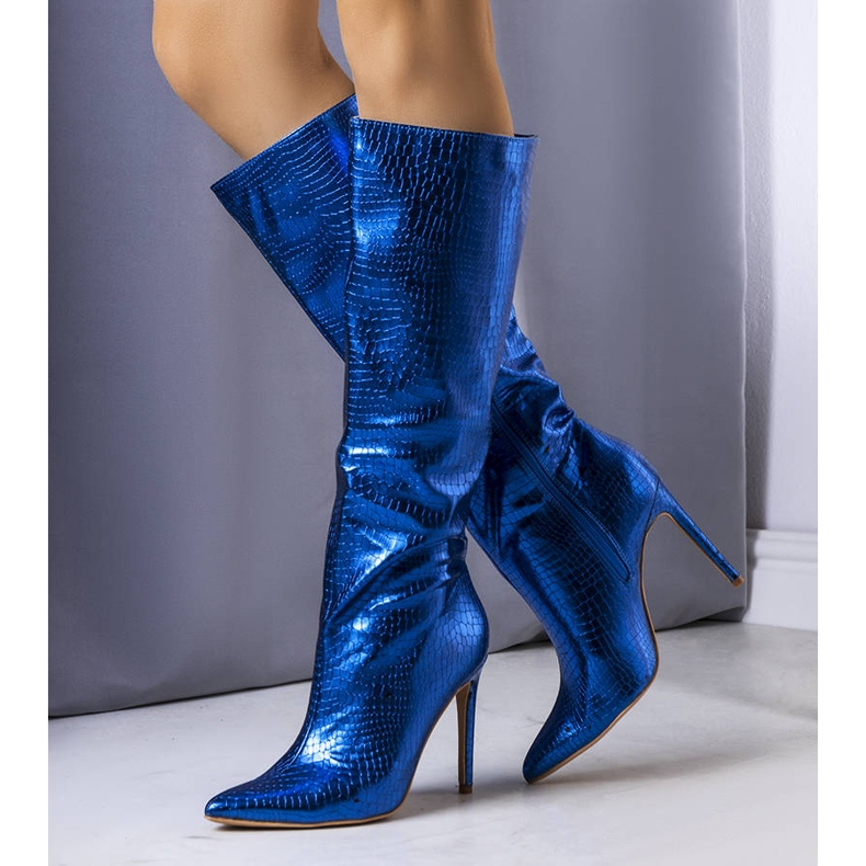BM Botines azul metalizado con tacón stiletto Dinami 1