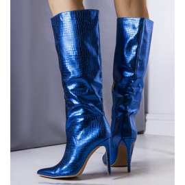 BM Botines azul metalizado con tacón stiletto Dinami 3