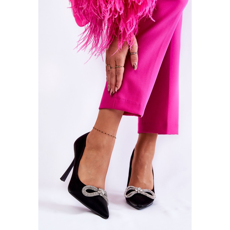 PS1 Elegantes Stilettos Alyssa Negros Con Lazo 2