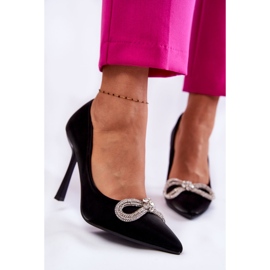 PS1 Elegantes Stilettos Alyssa Negros Con Lazo 5