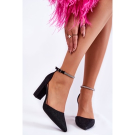 PS1 Bombas brillantes en tacones altos con pedrería Black Castor negro 1