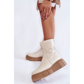 PL5 Botas De Mujer De Piel Sobre La Plataforma Jenefer Beige Claro 3