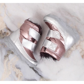 Botas de nieve impermeables para niña con membrana de velcro Kornecki 6895 rosado 4