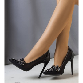 PA1 Zapatos de tacón negros con circonitas cúbicas de Osiri 2