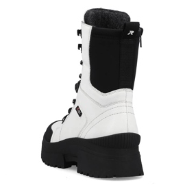 Botas de mujer impermeables en piel blanca Rieker Revolution W0374-80 blanco negro 5