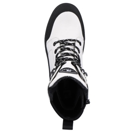 Botas de mujer impermeables en piel blanca Rieker Revolution W0374-80 blanco negro 6