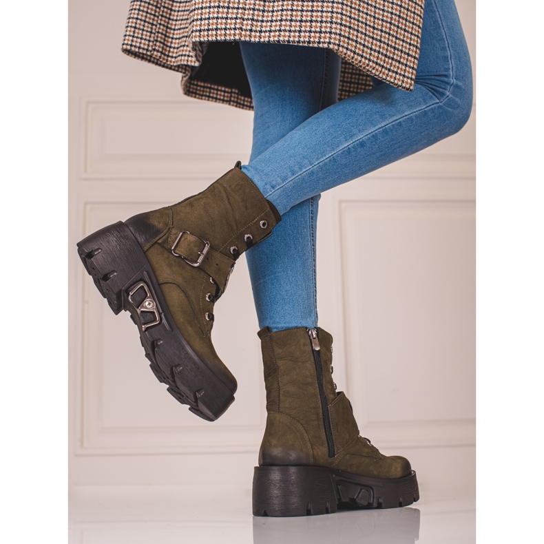 Trabajadoras del cuero Shelovet de las mujeres verde 1 Trabajadoras del cuero Shelovet de las mujeres verde 1