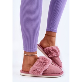 Pantuflas Calientes De Mujer Con Pelo Rosa Oscuro Franco rosado 3