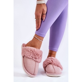 Pantuflas Calientes Mujer Con Pelo Rosa Claro Franco 1
