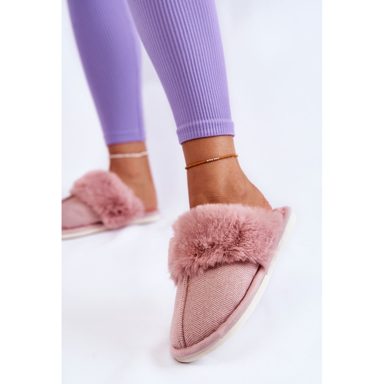 Pantuflas Calientes Mujer Con Pelo Rosa Claro Franco 2