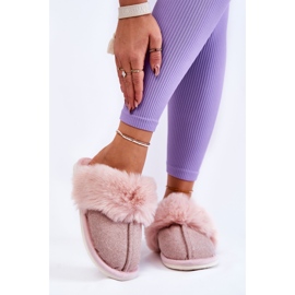 Pantuflas Calientes De Mujer Con Pelo Beige-Rosa Franco marrón 2