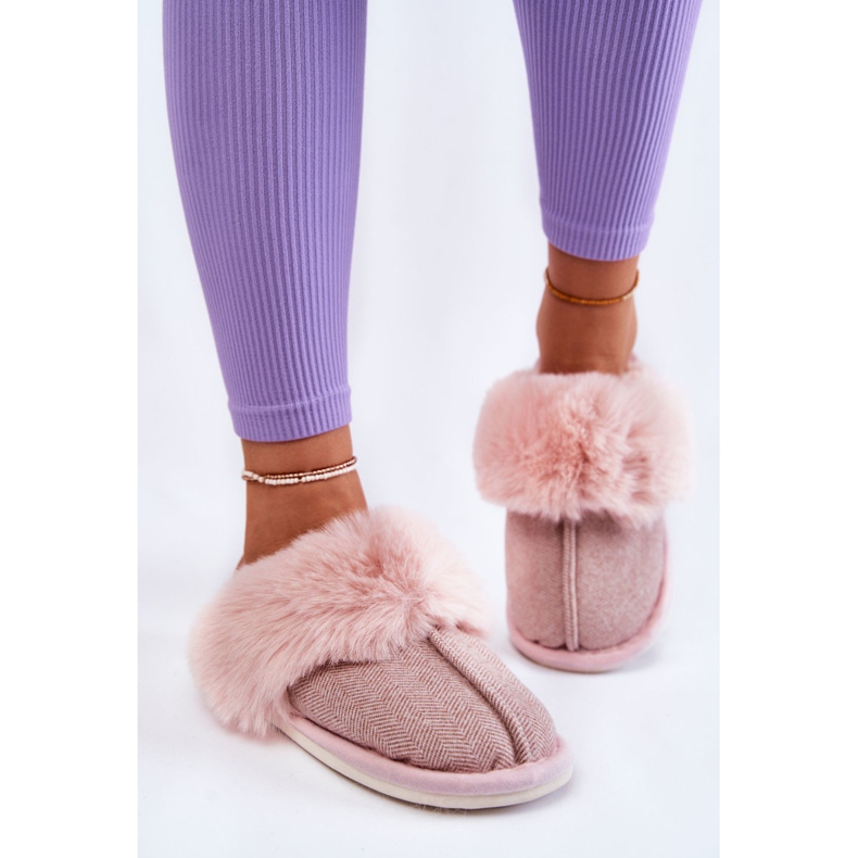 Pantuflas Calientes De Mujer Con Pelo Beige-Rosa Franco marrón 1