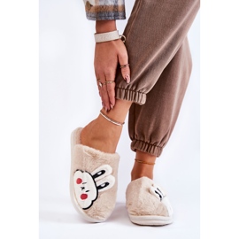 BM Pantuflas De Mujer De Pelo Con Conejo Beige Trisha 1