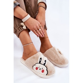 BM Pantuflas De Mujer De Pelo Con Conejo Beige Trisha 3