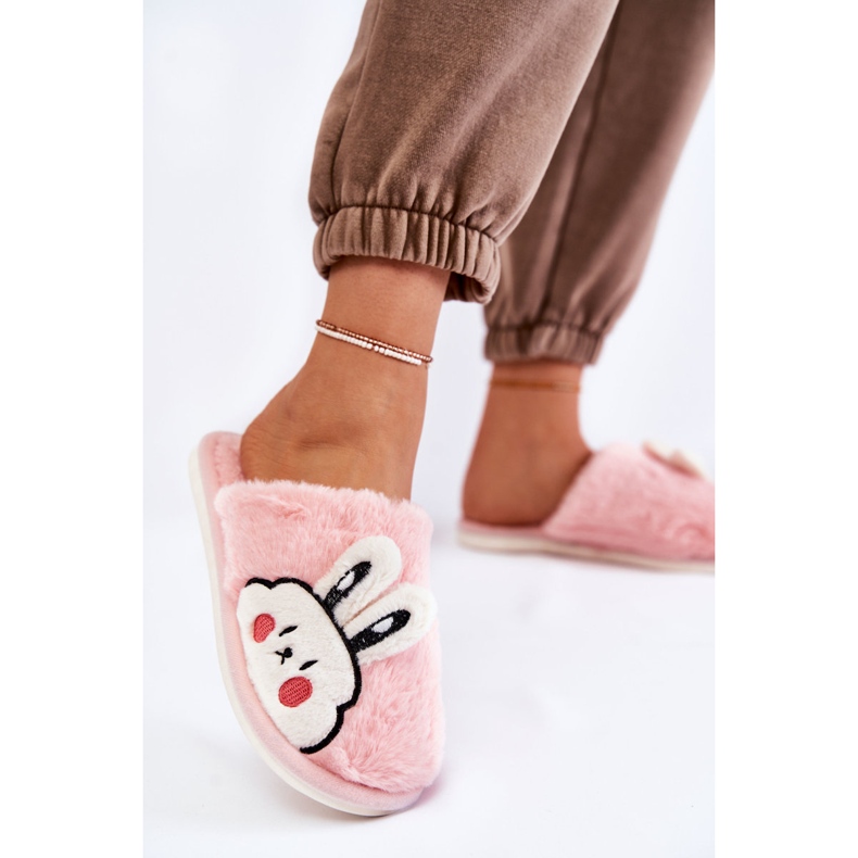 BM Pantuflas Mujer De Pelo Con Conejo Rosa Claro Trisha 2
