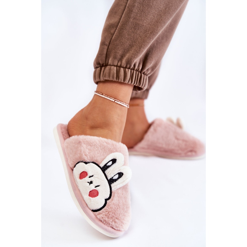 BM Pantuflas De Mujer De Pelo Con Conejo Rosa Trisha 2