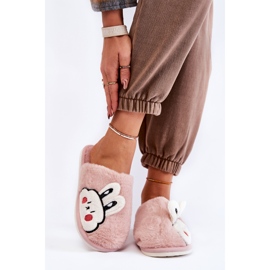 BM Pantuflas De Mujer De Pelo Con Conejo Rosa Trisha 1