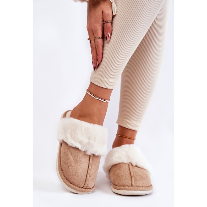 BM Pantuflas Mujer Lisas Con Pelo Beige Morisea marrón 1 BM Pantuflas Mujer Lisas Con Pelo Beige Morisea marrón 1