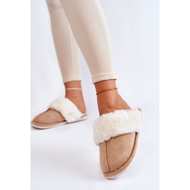 BM Pantuflas Mujer Lisas Con Pelo Beige Morisea marrón 2 BM Pantuflas Mujer Lisas Con Pelo Beige Morisea marrón 2